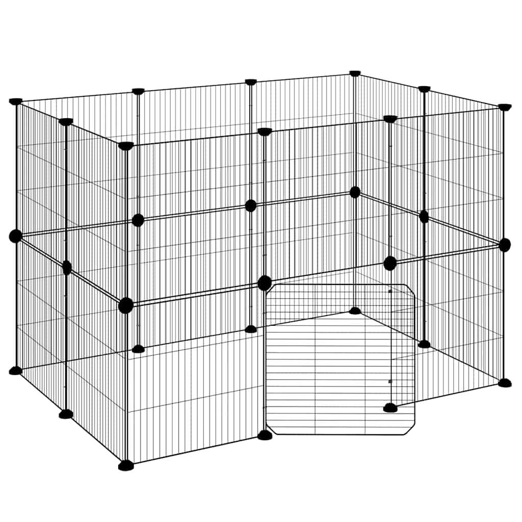 20-Panel Pet Cage with Door Black 35x35 cm Steel
