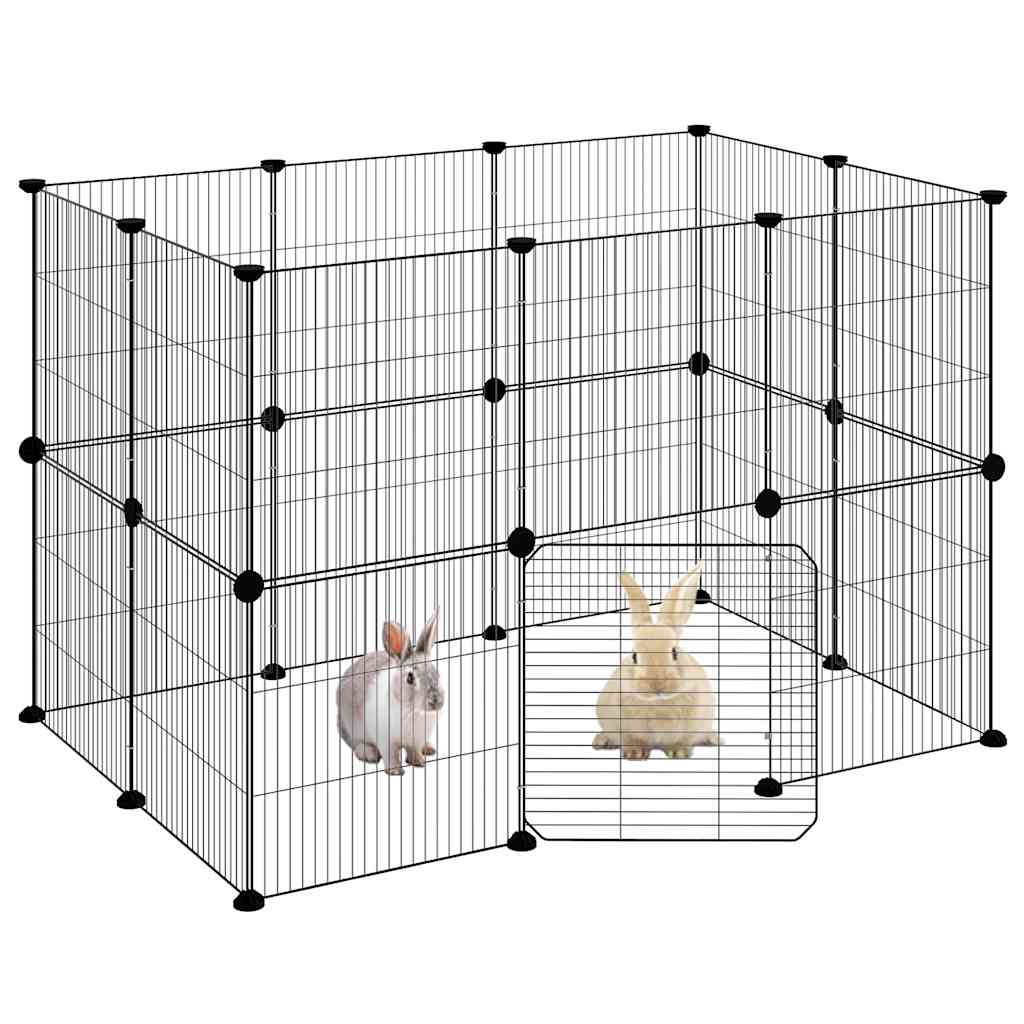 20-Panel Pet Cage with Door Black 35x35 cm Steel