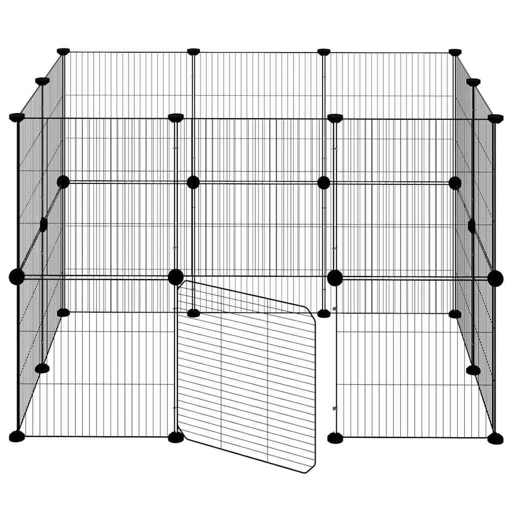 20-Panel Pet Cage with Door Black 105x70x70 cm Steel