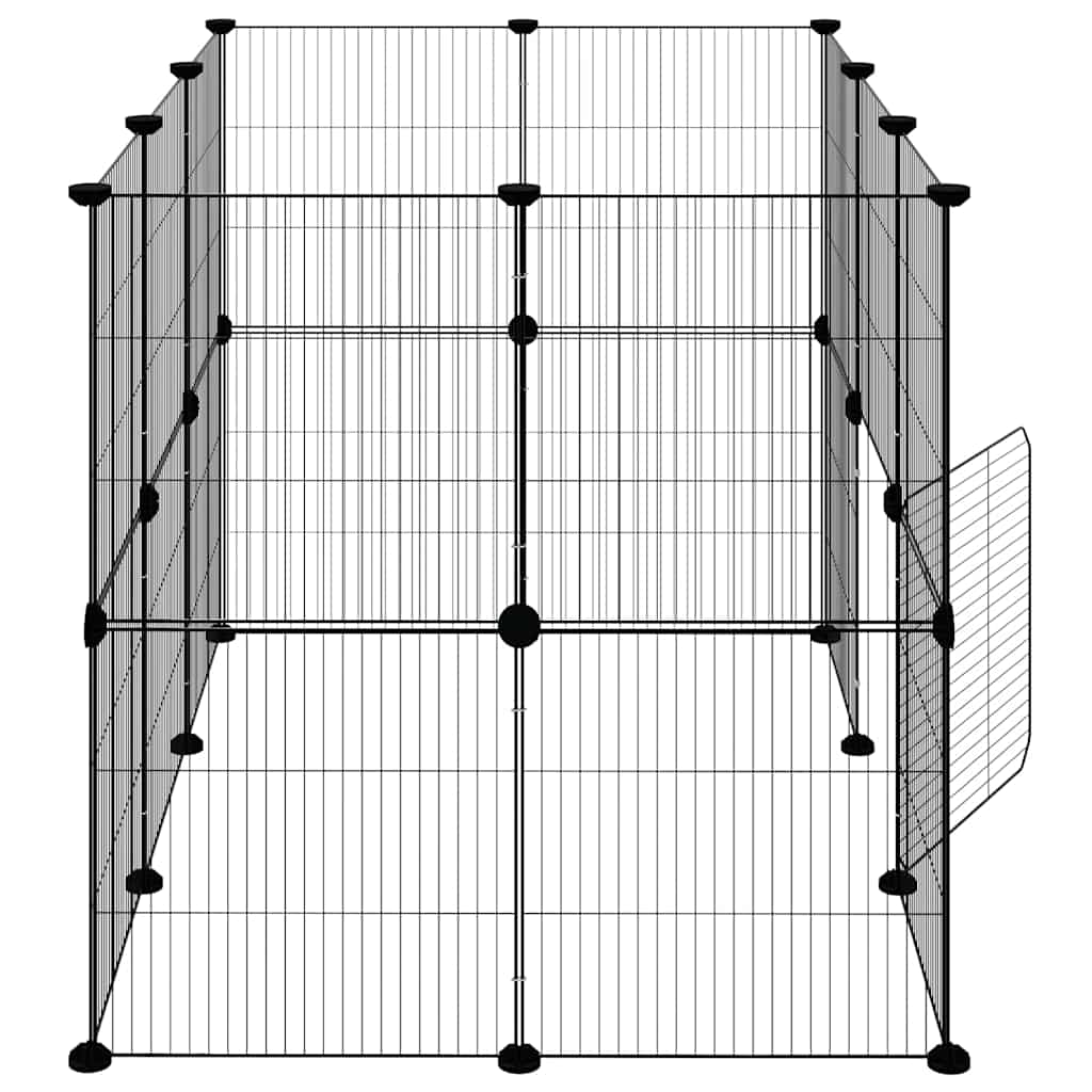 20-Panel Pet Cage with Door Black 105x70x70 cm Steel