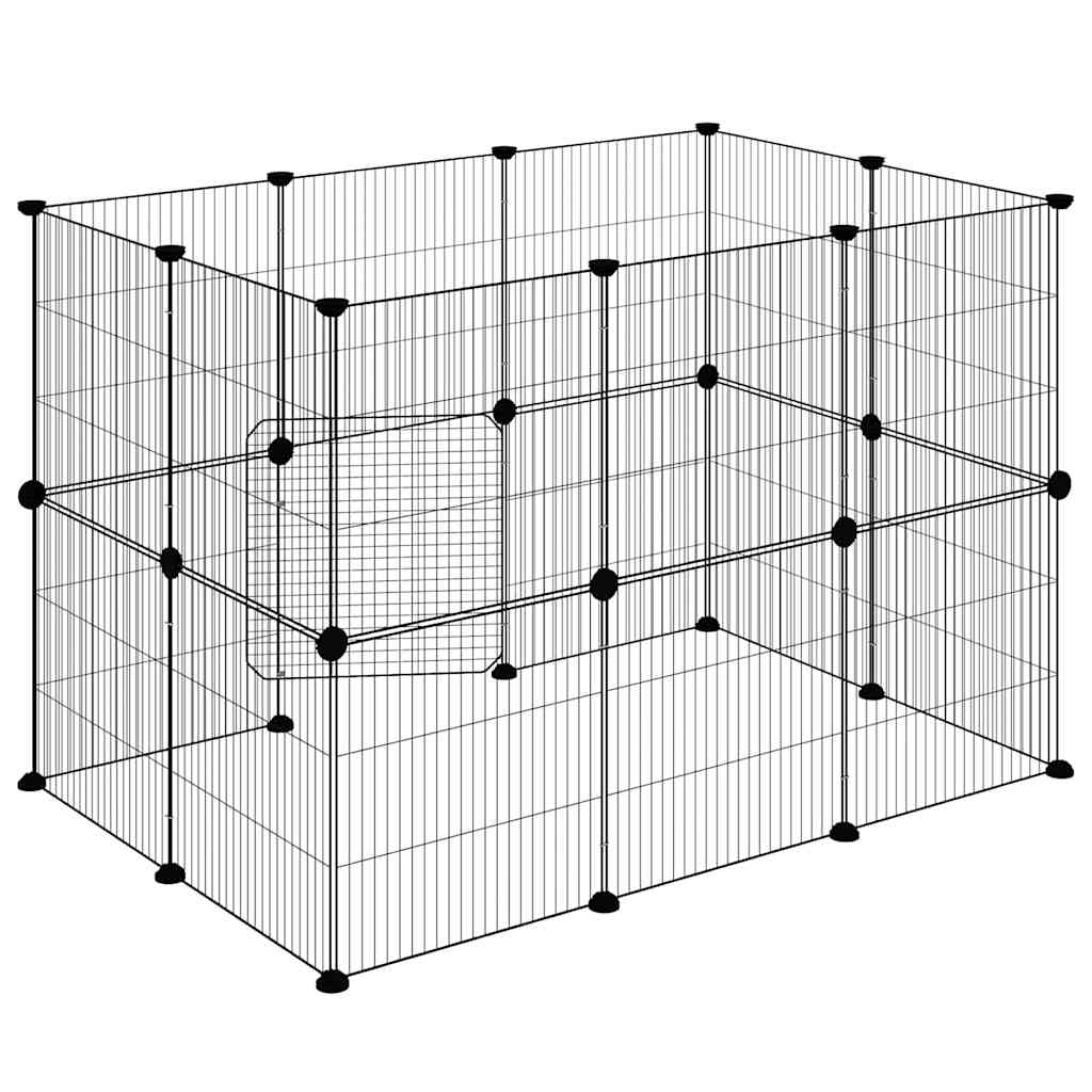 20-Panel Pet Cage with Door Black 105x70x70 cm Steel