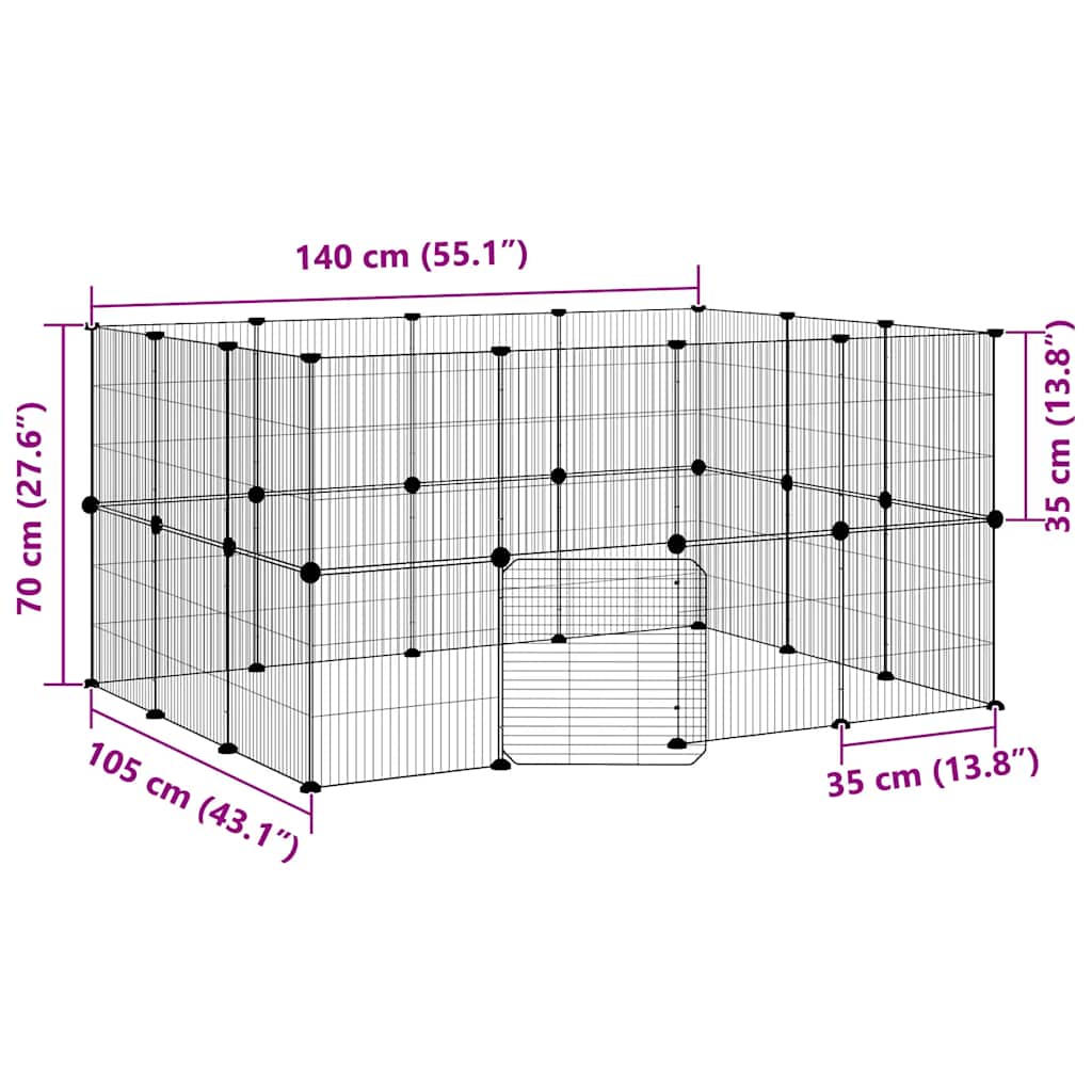 28-Panel Pet Cage with Door Black 35x35 cm Steel