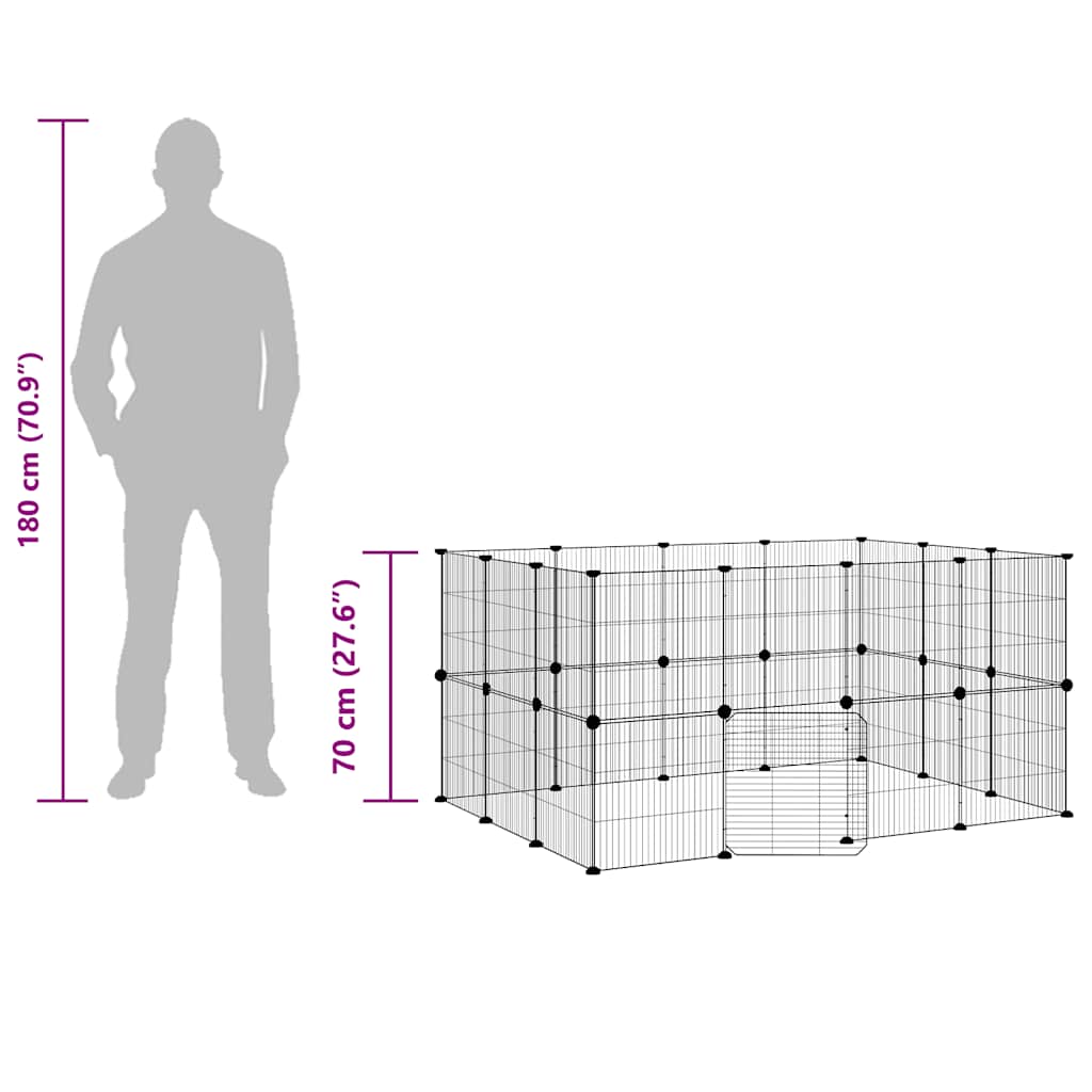 28-Panel Pet Cage with Door Black 35x35 cm Steel