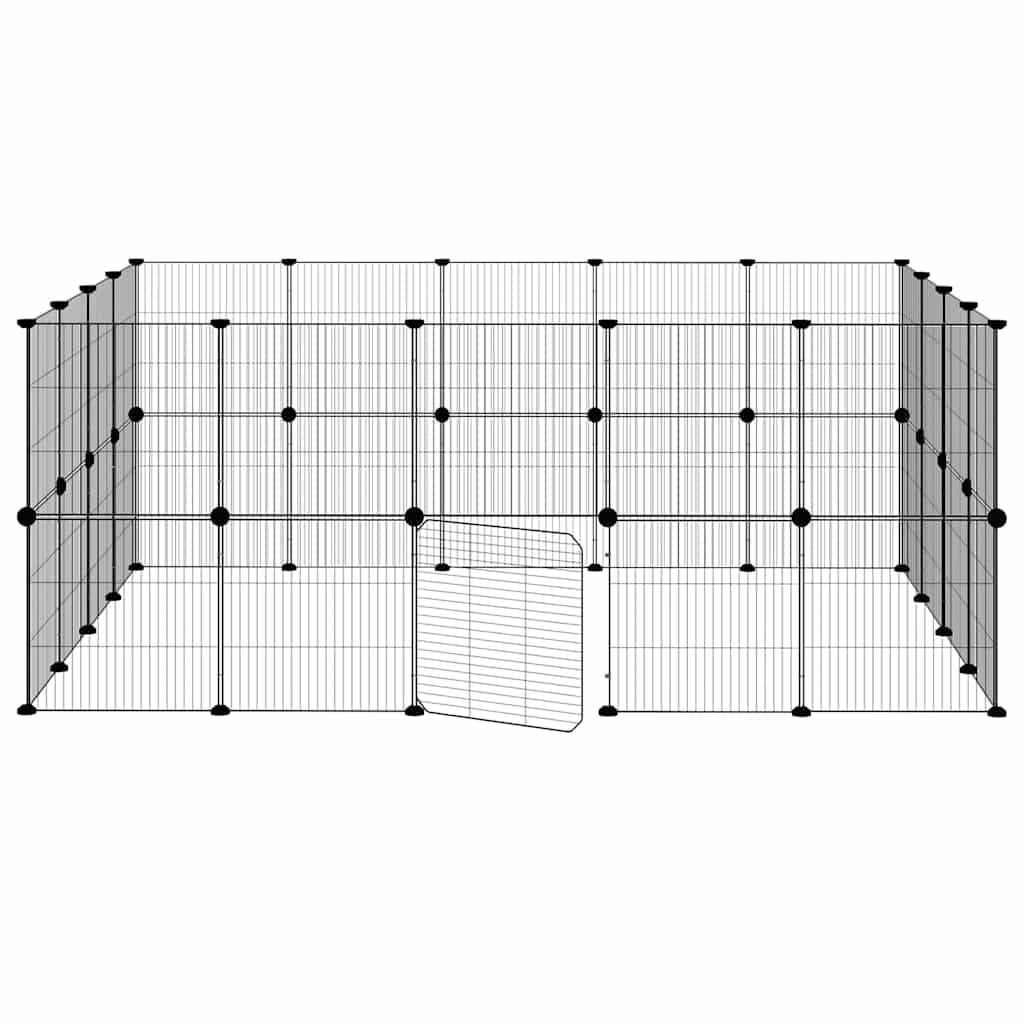 36-Panel Pet Cage with Door Black 175x140x70 cm Steel