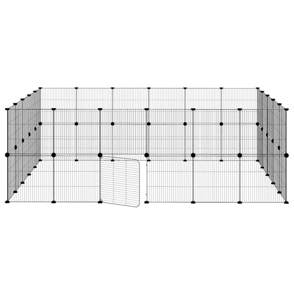 44-Panel Pet Cage with Door Black 210x175x70 cm Steel