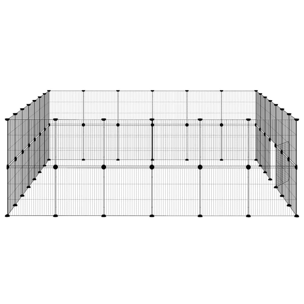 52-Panel Pet Cage with Door Black 245x210x70 cm Steel
