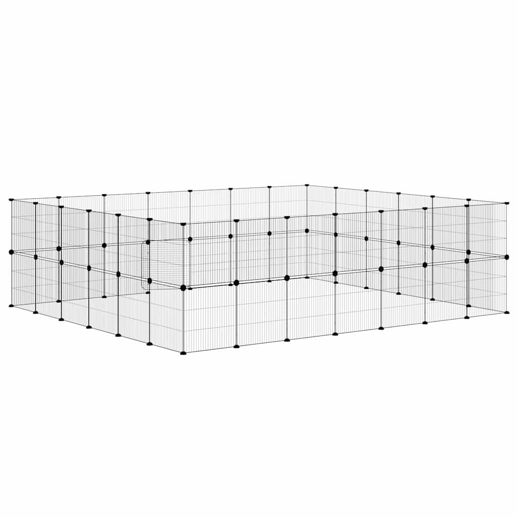 52-Panel Pet Cage with Door Black 245x210x70 cm Steel