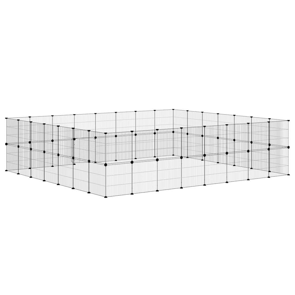 60-Panel Pet Cage with Door Black 280x245x70 cm Steel