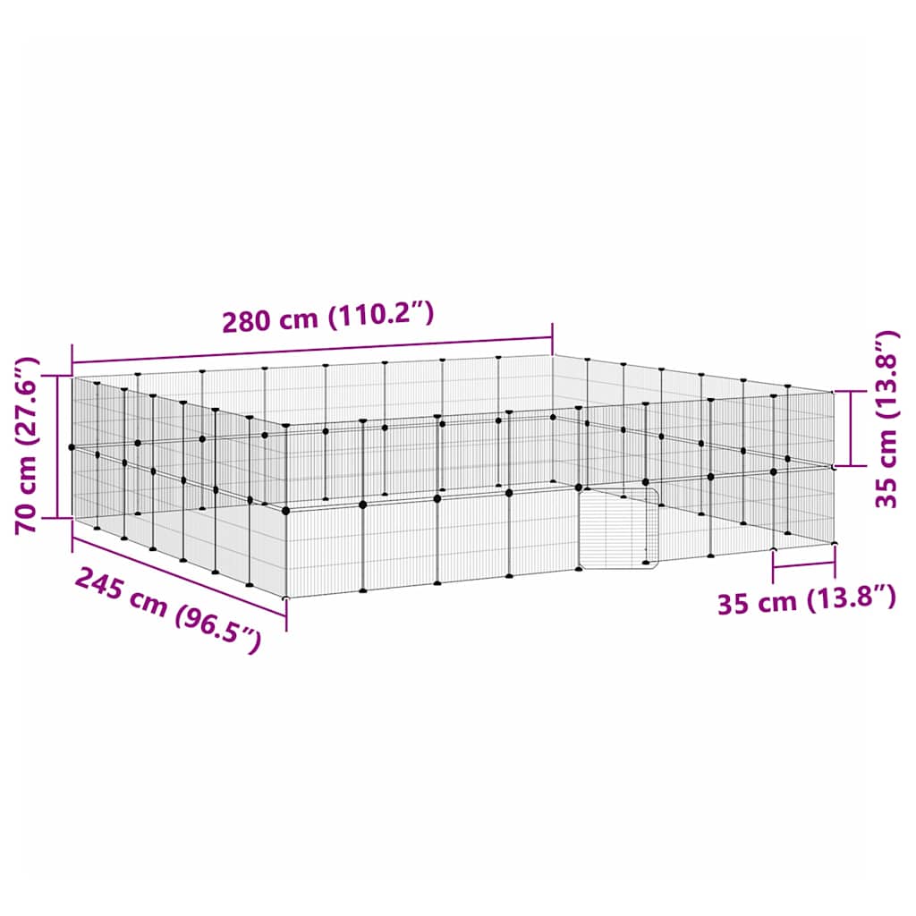 60-Panel Pet Cage with Door Black 280x245x70 cm Steel