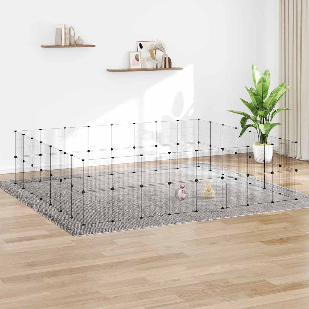 60-Panel Pet Cage with Door Black 280x245x70 cm Steel
