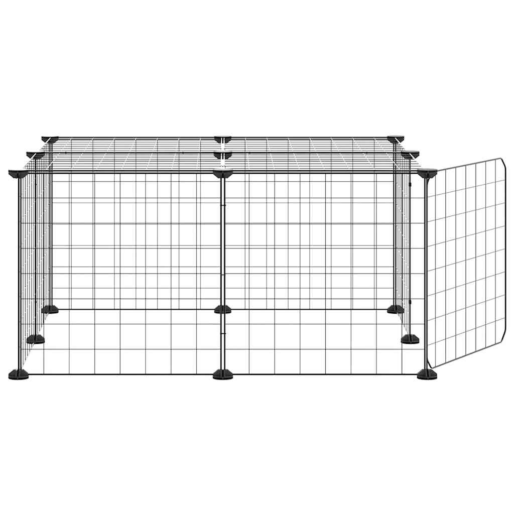 12-Panel Pet Cage with Door Black 70x70x35 cm Steel
