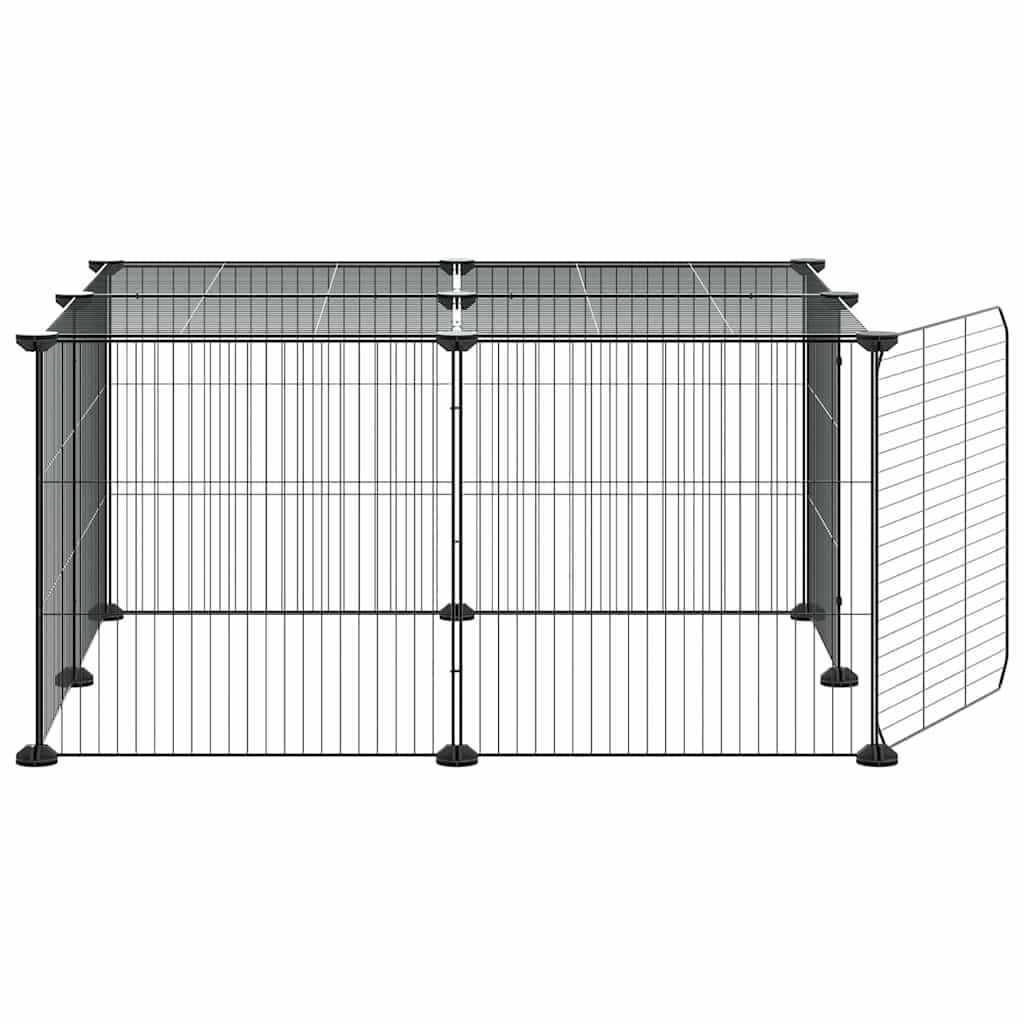 12-Panel Pet Cage with Door Black 70x70x35 cm Steel