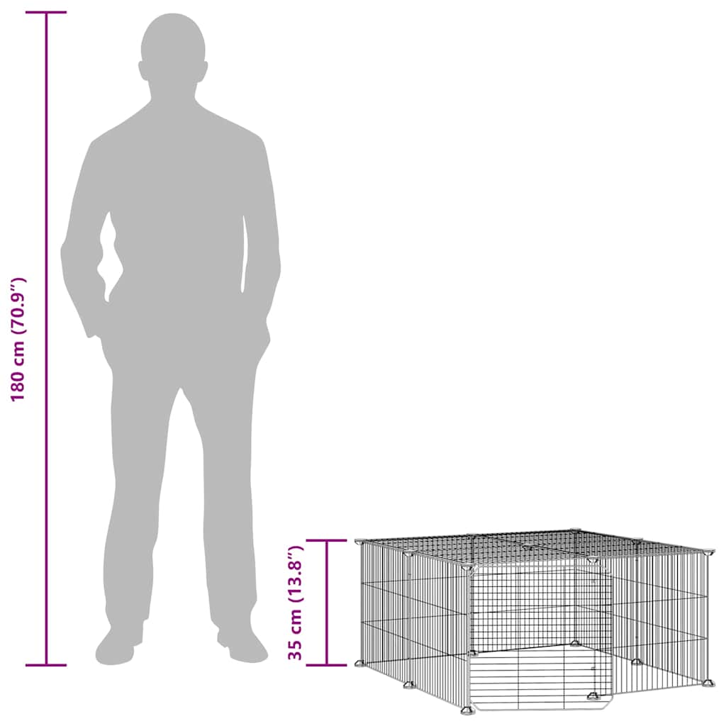 12-Panel Pet Cage with Door Black 70x70x35 cm Steel