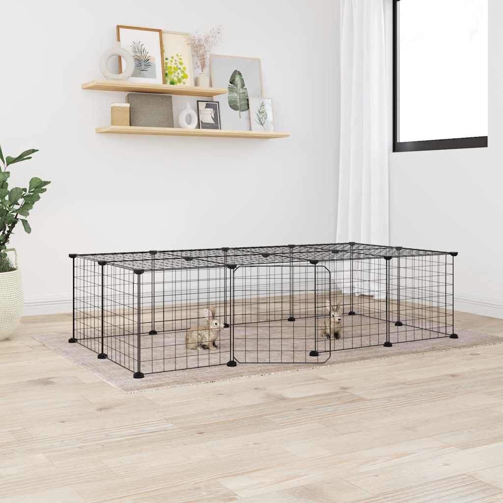 20-Panel Pet Cage with Door Black 35x35 cm Steel