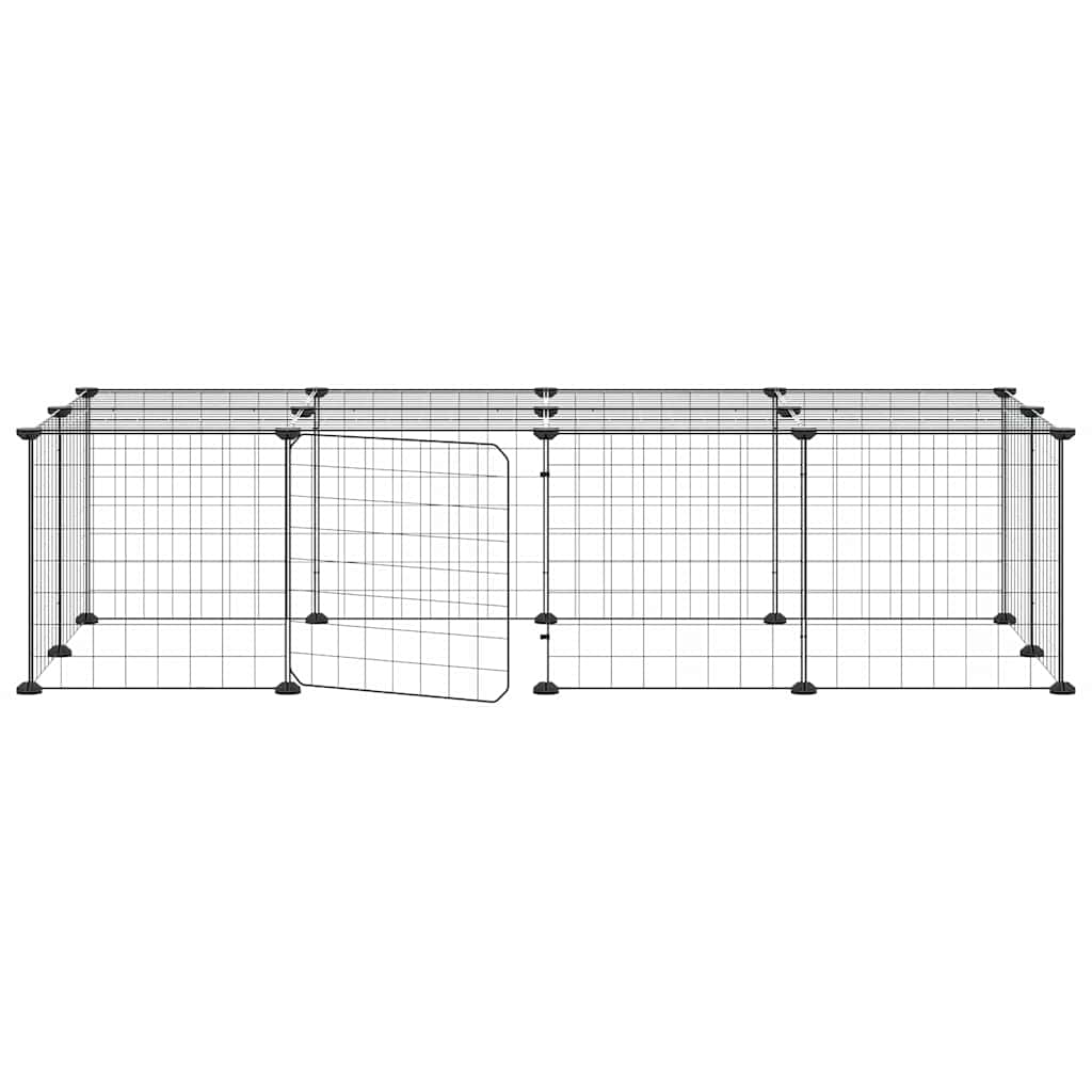 20-Panel Pet Cage with Door Black 140x70x35 cm Steel