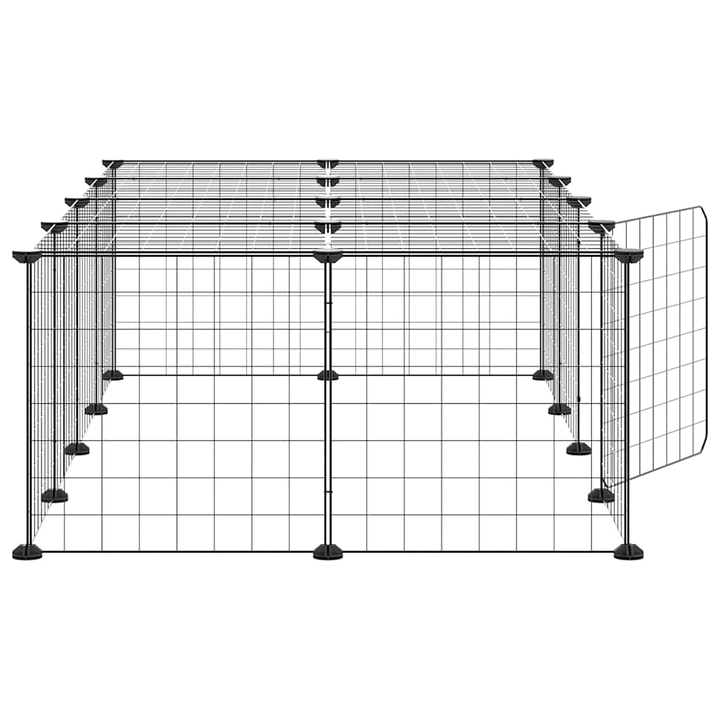 20-Panel Pet Cage with Door Black 140x70x35 cm Steel