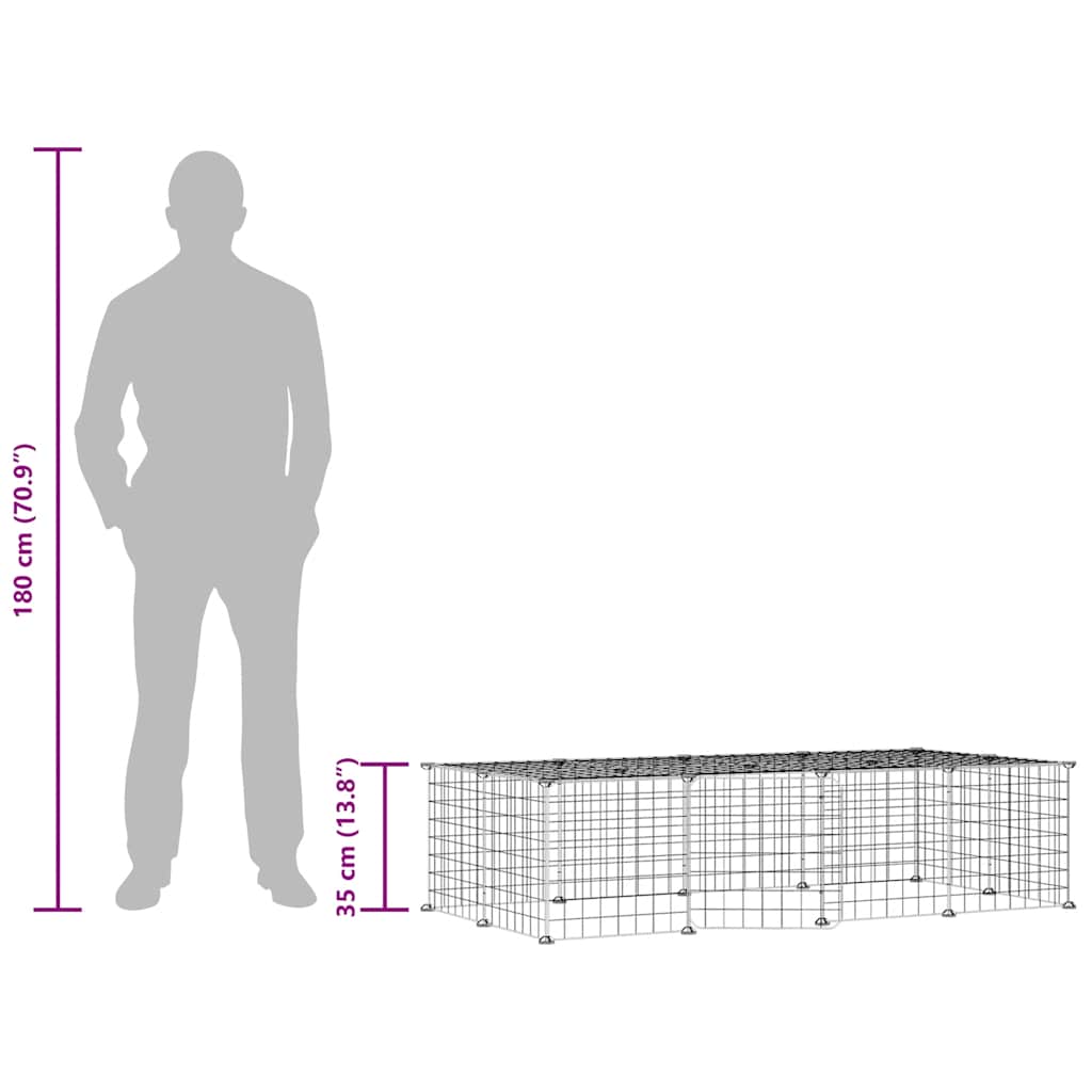 20-Panel Pet Cage with Door Black 35x35 cm Steel