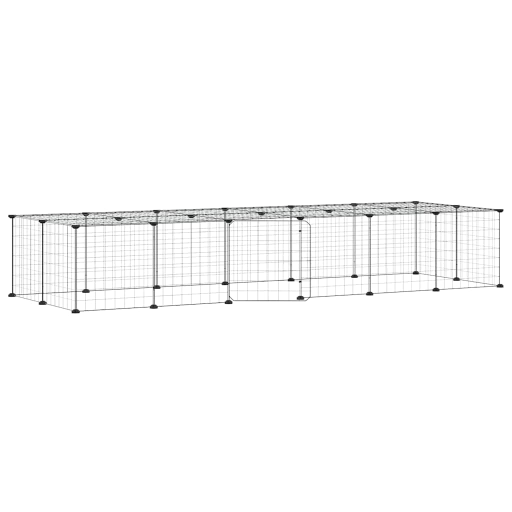 28-Panel Pet Cage with Door Black 35x35 cm Steel