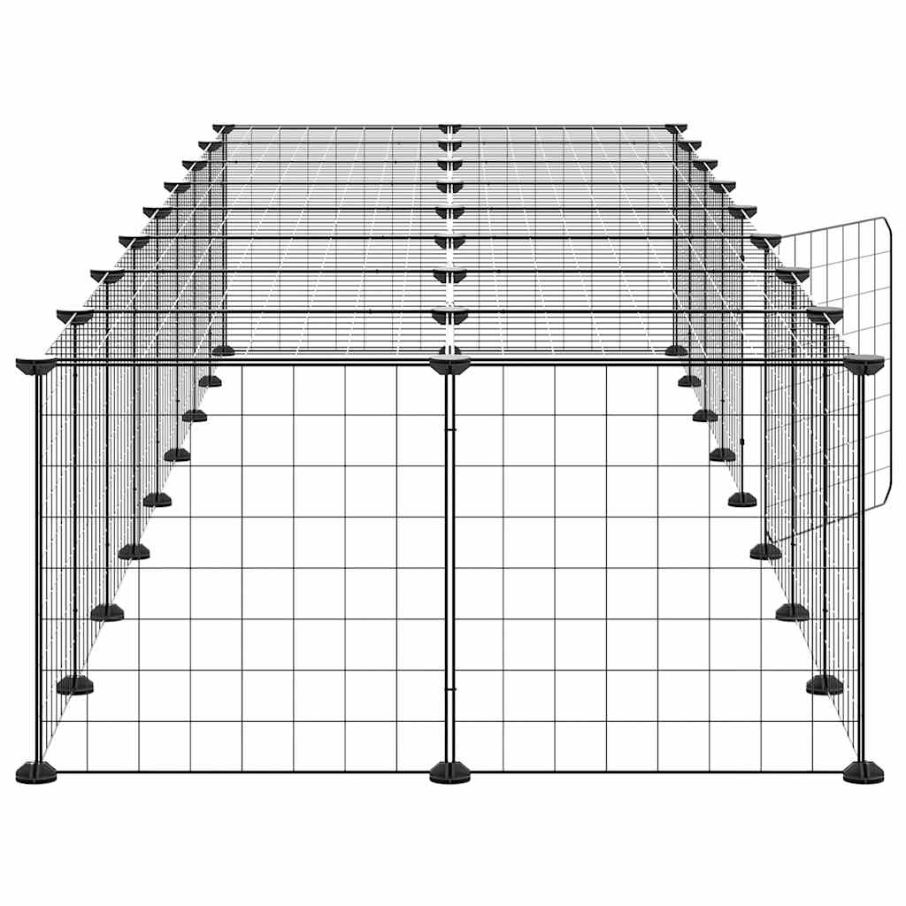 36-Panel Pet Cage with Door Black 280x70x35 cm Steel