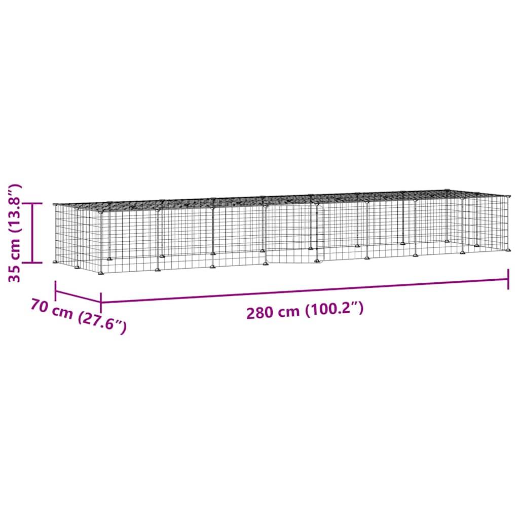 36-Panel Pet Cage with Door Black 280x70x35 cm Steel