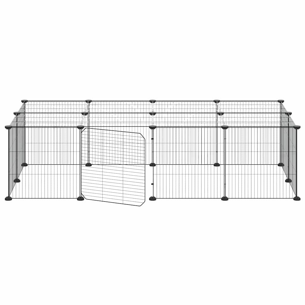 20-Panel Pet Cage with Door Black 140x70x35 cm Steel