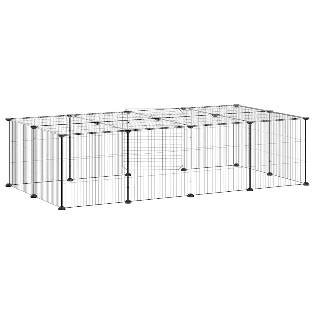 20-Panel Pet Cage with Door Black 35x35 cm Steel