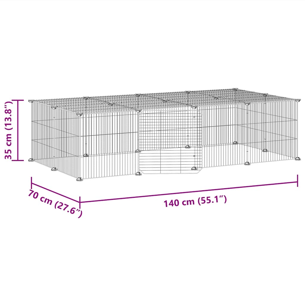 20-Panel Pet Cage with Door Black 35x35 cm Steel