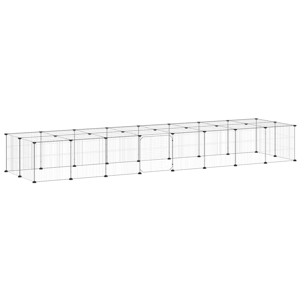36-Panel Pet Cage with Door Black 35x35 cm Steel