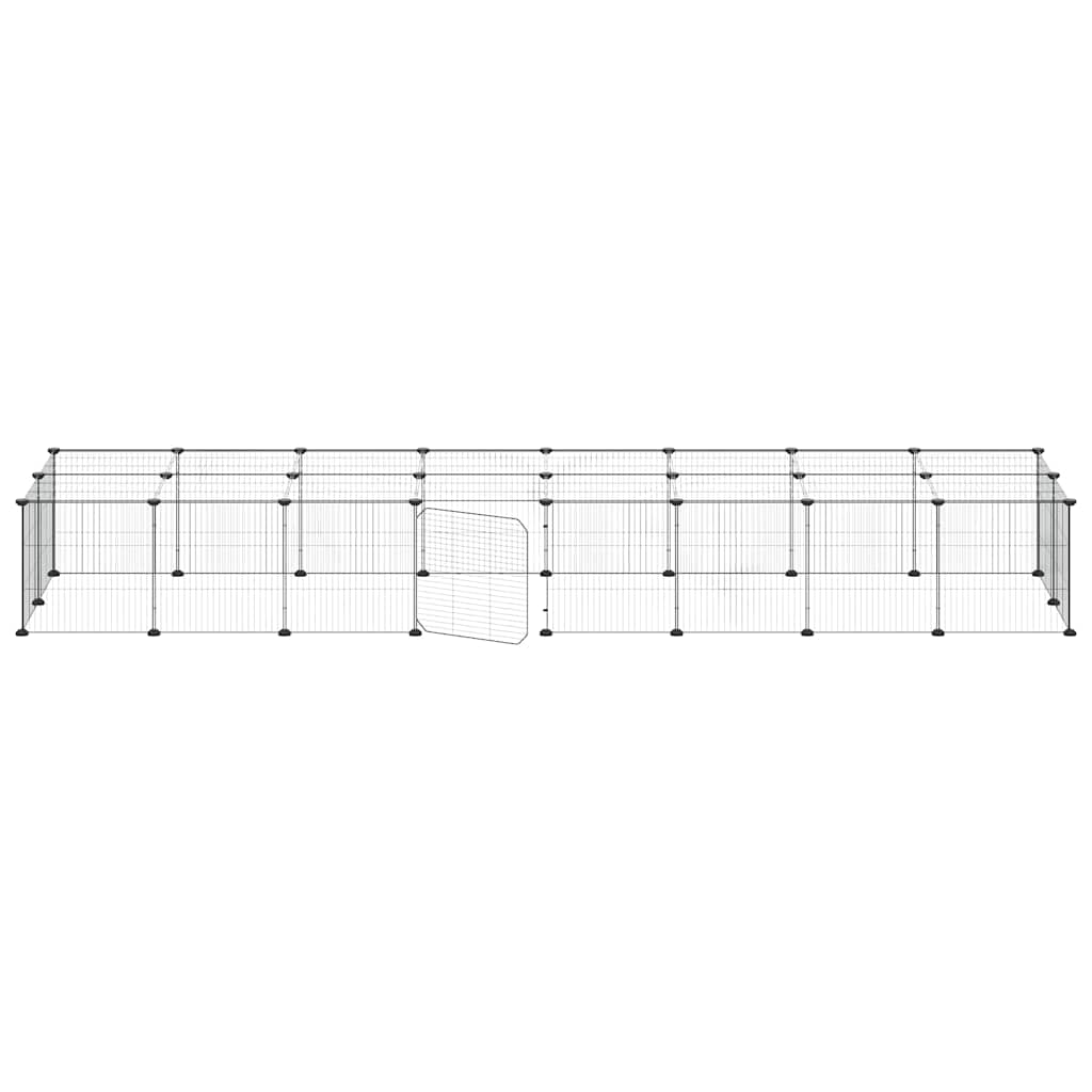 36-Panel Pet Cage with Door Black 280x70x35 cm Steel
