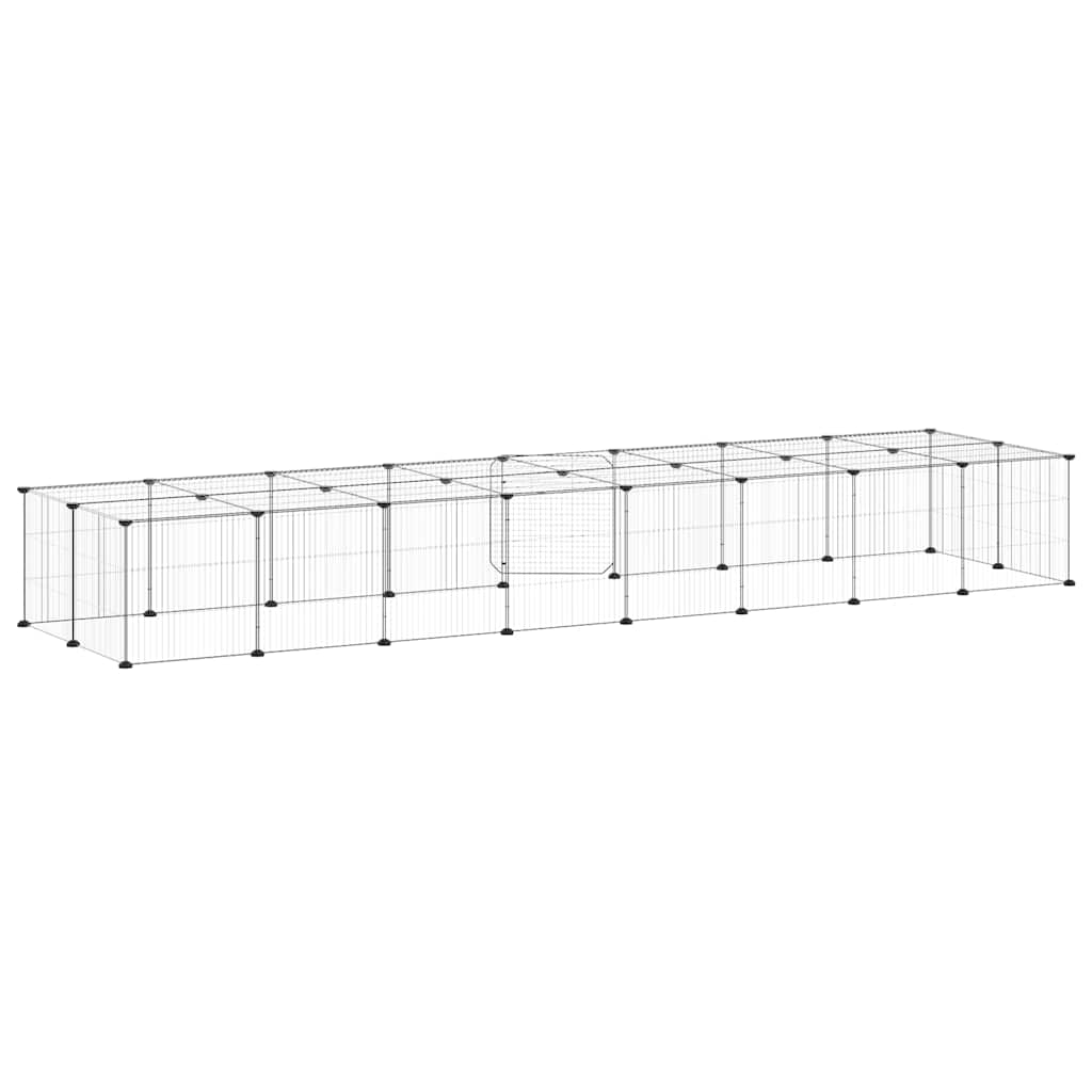 36-Panel Pet Cage with Door Black 280x70x35 cm Steel