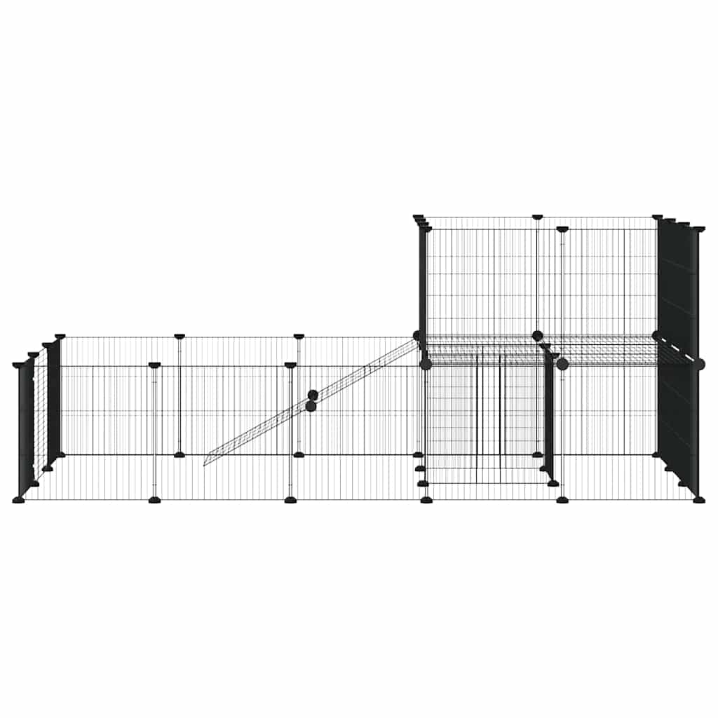36-Panel Pet Cage with Door Black 175x105x70 cm Steel