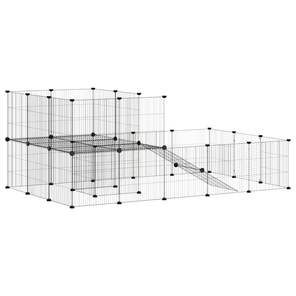 36-Panel Pet Cage with Door Black 35x35 cm Steel