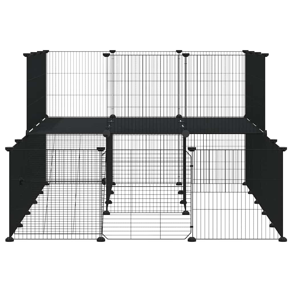 44-Panel Pet Cage with Door Black 175x105x70 cm Steel