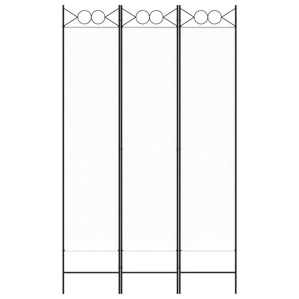 3-Panel Room Divider White 120x200 cm Fabric