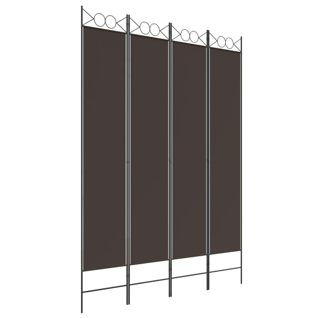 4-Panel Room Divider Brown 160x220 cm Fabric