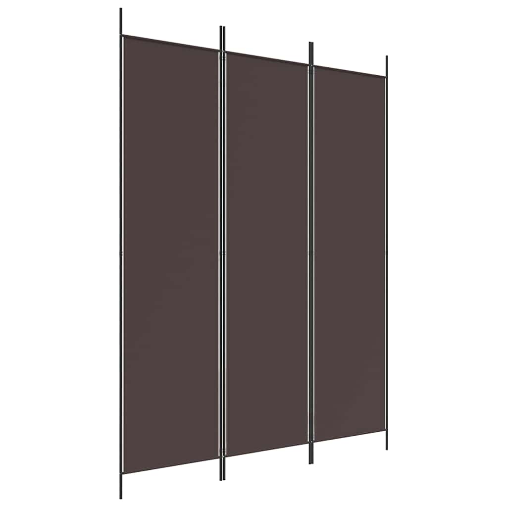 3-Panel Room Divider Brown 150x200 cm Fabric