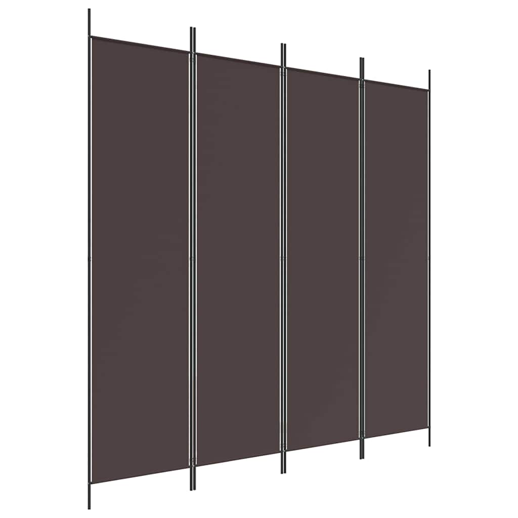 4-Panel Room Divider Brown 200x200 cm Fabric