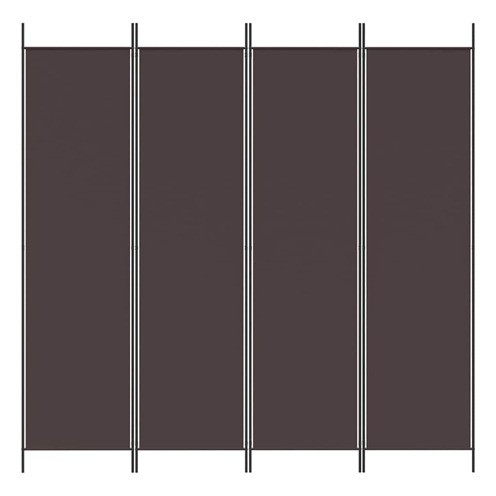 4-Panel Room Divider Brown 200x200 cm Fabric