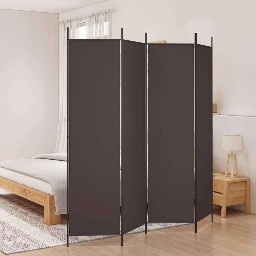 4-Panel Room Divider Brown 200x200 cm Fabric