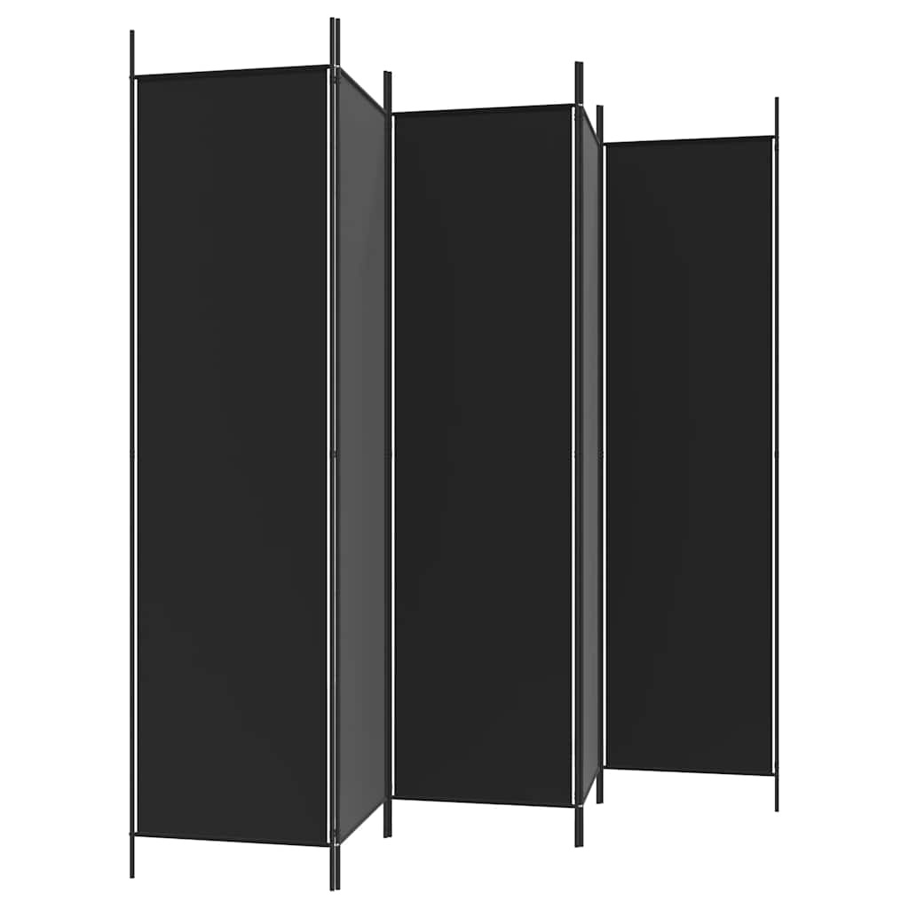 5-Panel Room Divider Black 250x200 cm Fabric