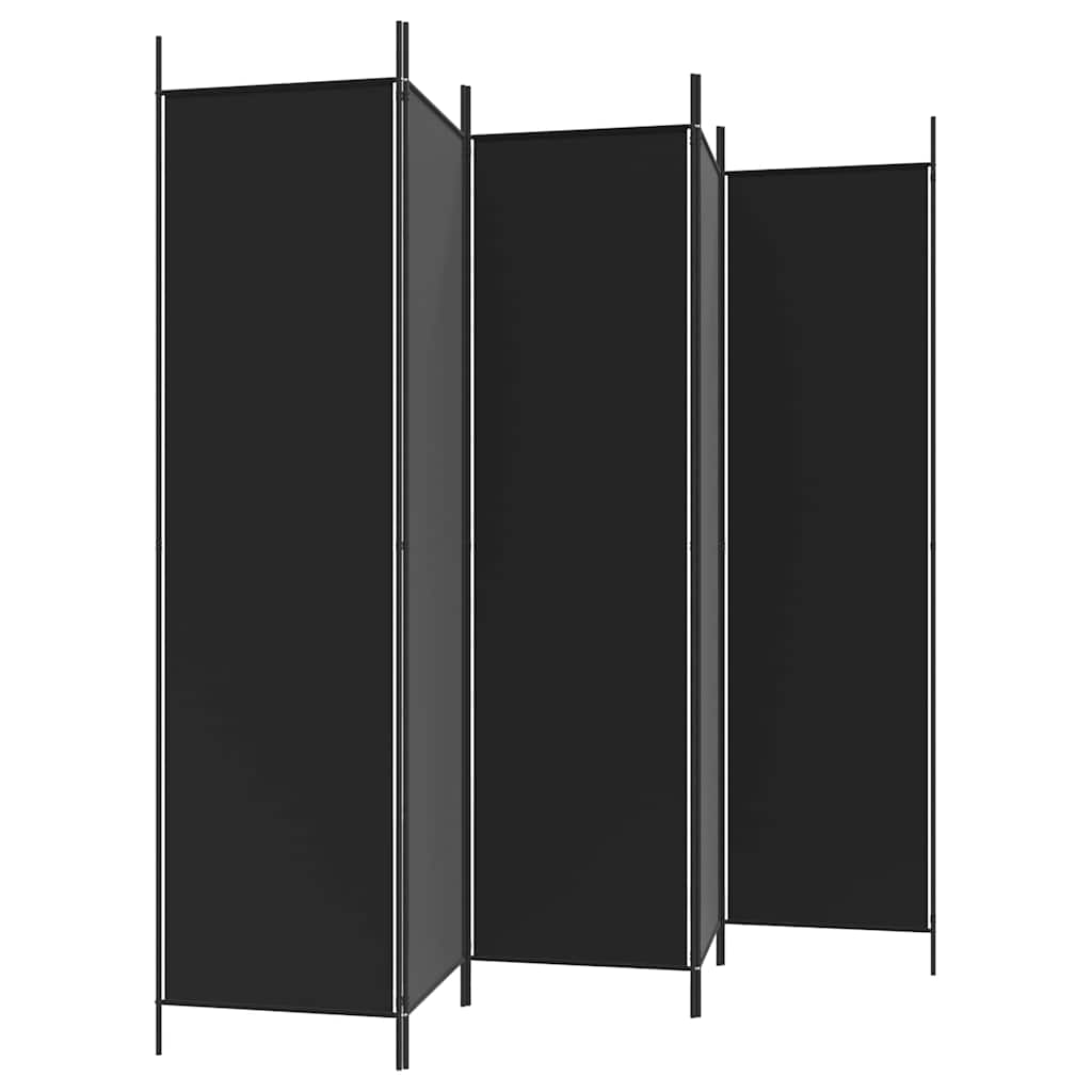5-Panel Room Divider Black 250x200 cm Fabric