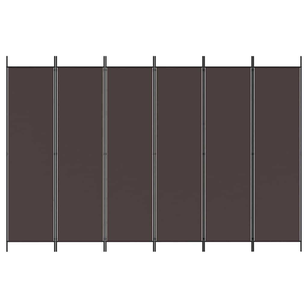 6-Panel Room Divider Brown 300x200 cm Fabric