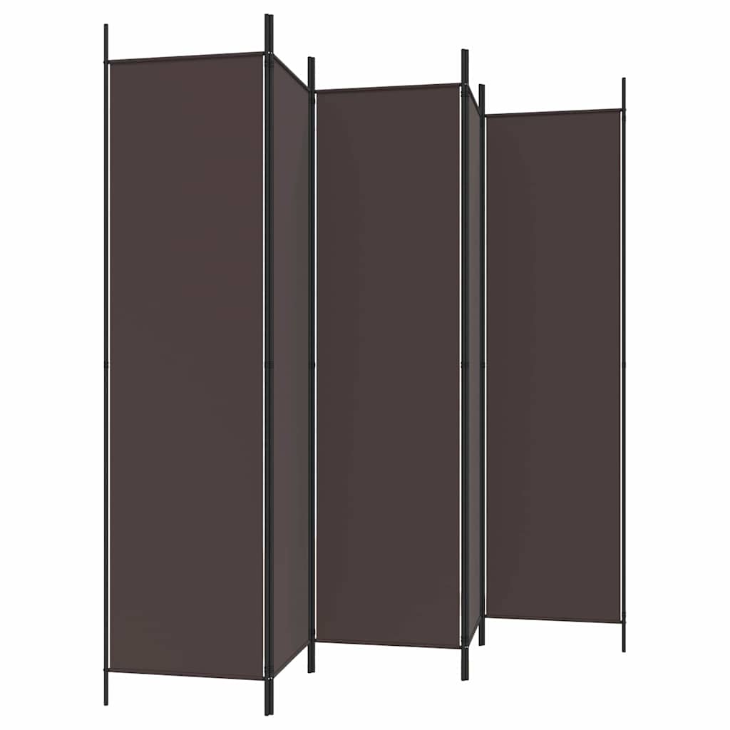 6-Panel Room Divider Brown 300x200 cm Fabric