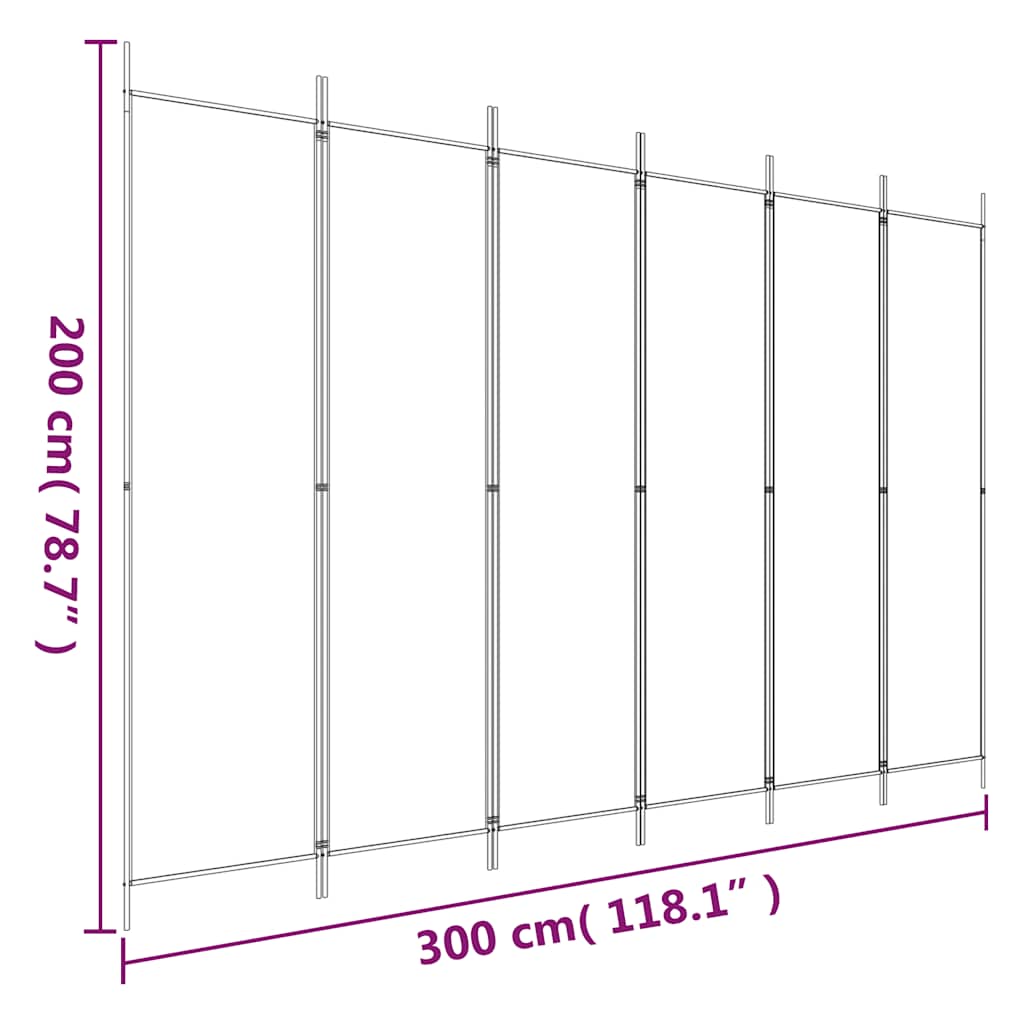 6-Panel Room Divider Anthracite 300x200 cm Fabric
