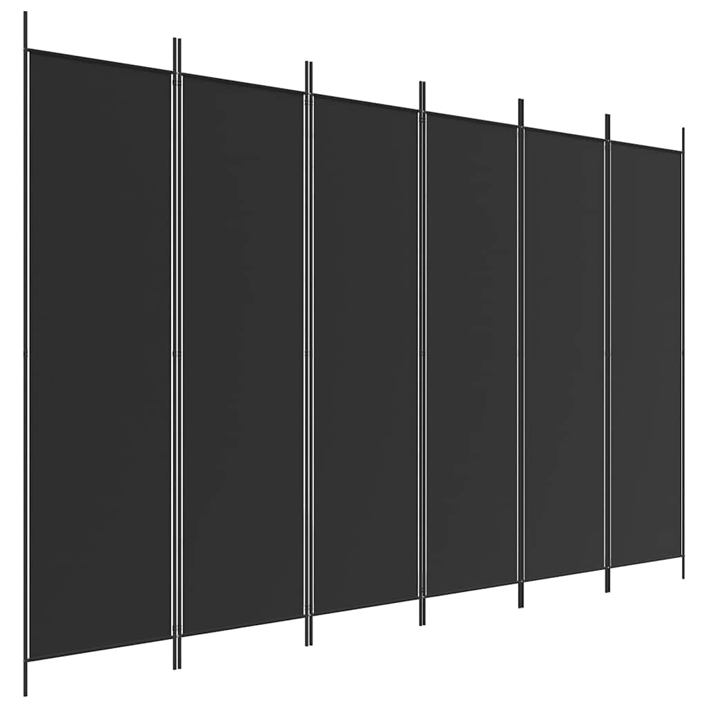 6-Panel Room Divider Black 300x200 cm Fabric