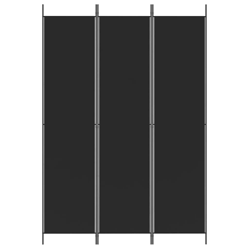 3-Panel Room Divider Black 150x220 cm Fabric