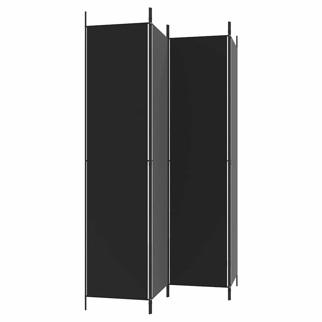 4-Panel Room Divider Black 200x220 cm Fabric