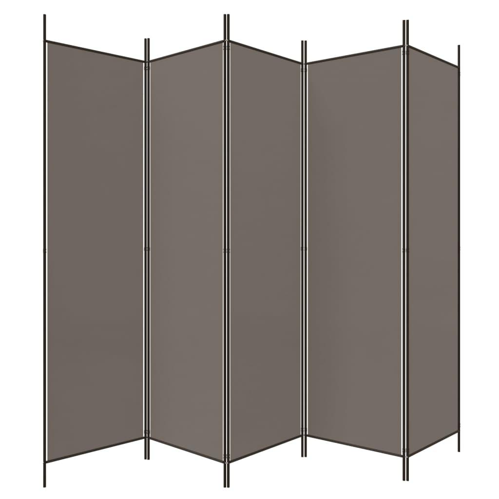 5-Panel Room Divider Anthracite 250x220 cm Fabric
