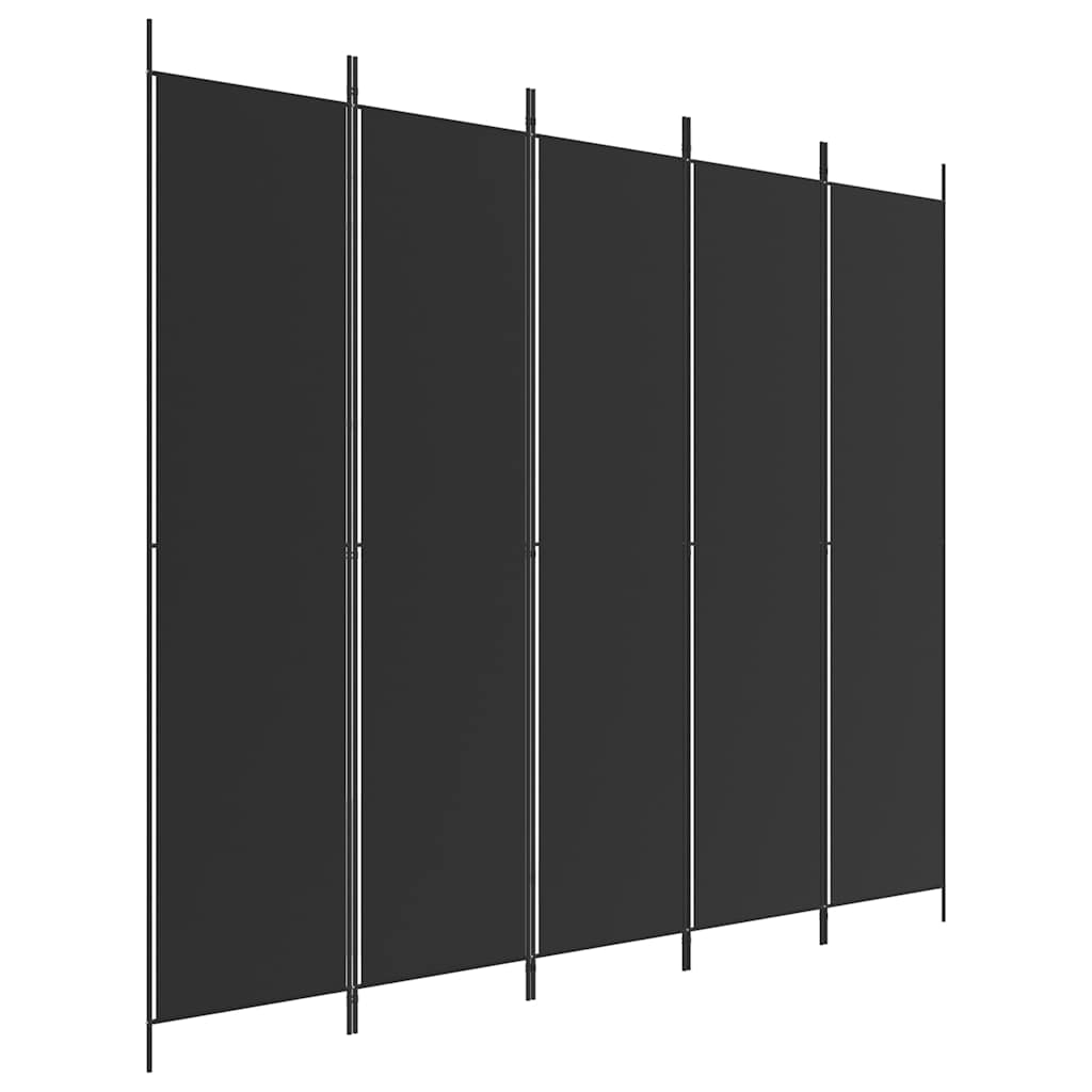 5-Panel Room Divider Black 250x220 cm Fabric