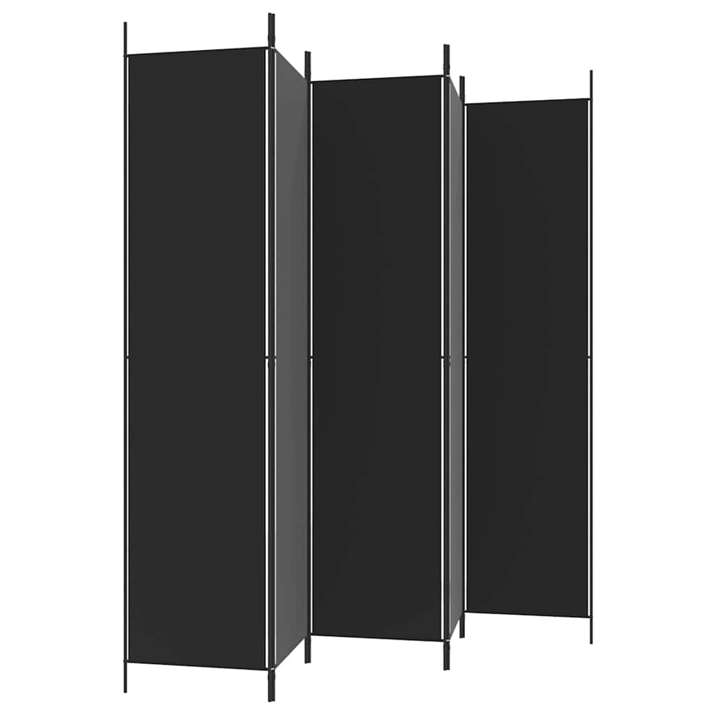 5-Panel Room Divider Black 250x220 cm Fabric